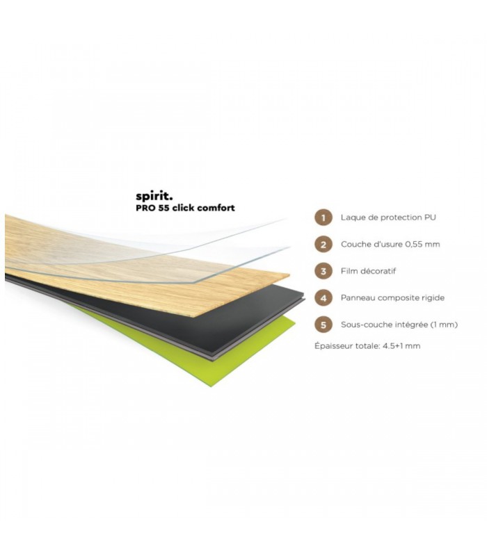 Berry Alloc Lames Vinyles Spirit Pro Click Comfort 55 – Elite Greige - réf. 60001426 - 1511 x 228 x 5,5 mm