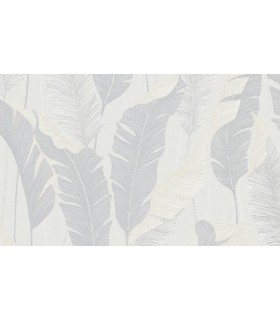 PAPIER PEINT SANS PVC FEUILLAGE GRIS - 4EARTH - MELISSA - 10,05 X 0,53M