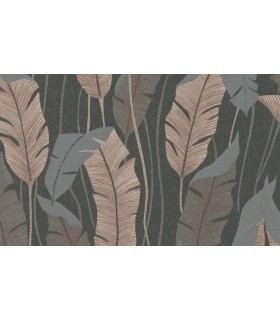 PAPIER PEINT SANS PVC FEUILLAGE NOIR - 4EARTH - MELISSA - 10,05 X 0,53M