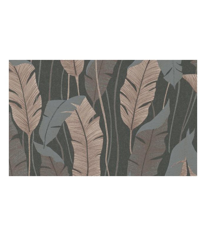 PAPIER PEINT SANS PVC FEUILLAGE NOIR - 4EARTH - MELISSA - 10,05 X 0,53M