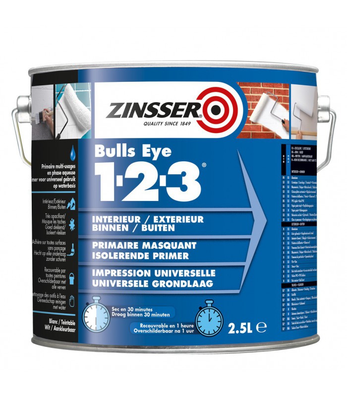 Primaire masquant avant peinture Zinsser Bulls Eye 1-2-3 Blanc