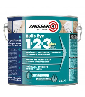 Primaire anti-taches avant peinture Zinsser Bulls Eye 1-2-3 Plus - Blanc