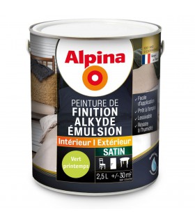 Alpina Peinture Alkyde en Emulsion Bois & Multisupports - Intérieur & Extérieur - Satin