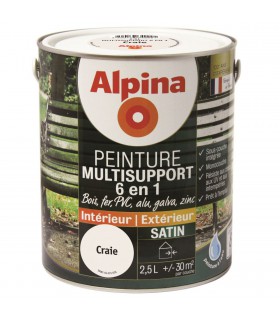 Alpina Peinture Multisupports 6 en 1 - Monocouche - Intérieur & Extérieur - Satin