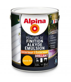 Alpina Peinture Alkyde en Emulsion Bois & Multisupports - Intérieur & Extérieur - Brillant