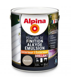 Alpina Peinture Alkyde en Emulsion Bois & Multisupports - Intérieur & Extérieur - Brillant
