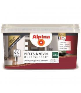 Alpina Peinture Acrylique Multisupports - Pièces à Vivre - Satin - 2,5L