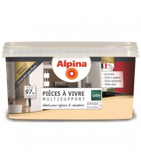 Alpina Peinture Acrylique Multisupports - Pièces à Vivre - Satin - 2,5L