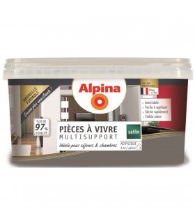 Alpina Peinture Acrylique Multisupports - Pièces à Vivre - Satin - 2,5L