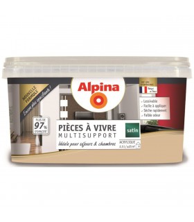 Alpina Peinture Acrylique Multisupports - Pièces à Vivre - Satin - 2,5L
