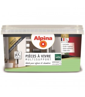 Alpina Peinture Acrylique Multisupports - Pièces à Vivre - Satin - 2,5L