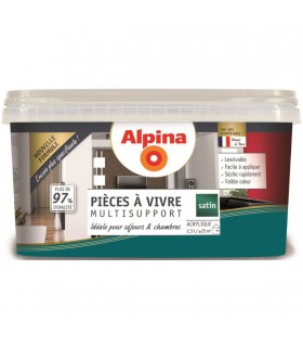 Alpina Peinture Acrylique Multisupports - Pièces à Vivre - Satin - 2,5L