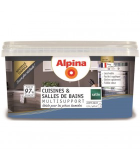 Alpina Peinture Acrylique Multisupports - Cuisine & Salle de Bains - Satin - 2,5L