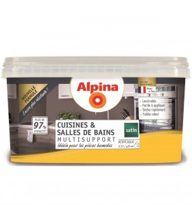 Alpina Peinture Acrylique Multisupports - Cuisine & Salle de Bains - Satin - 2,5L