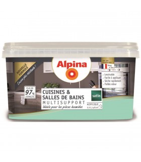 Alpina Peinture Acrylique Multisupports - Cuisine & Salle de Bains - Satin - 2,5L