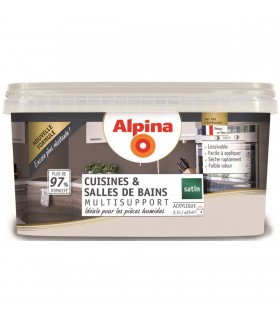 Alpina Peinture Acrylique Multisupports - Cuisine & Salle de Bains - Satin - 2,5L