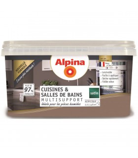 Alpina Peinture Acrylique Multisupports - Cuisine & Salle de Bains - Satin - 2,5L