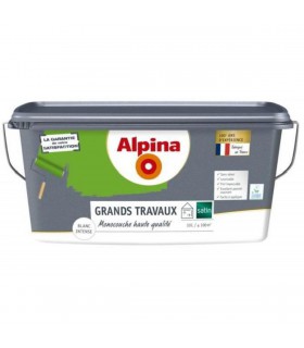 Alpina Peinture Acrylique Grands Travaux - Monocouche - Intérieur - Blanc Satin