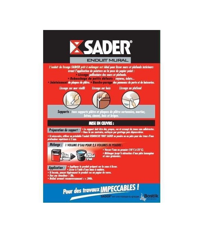 Enduit de lissage Sader 1kg