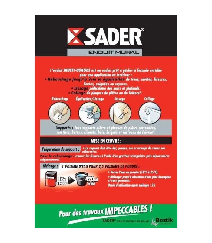 Enduit mural multi-usages Sader 1kg