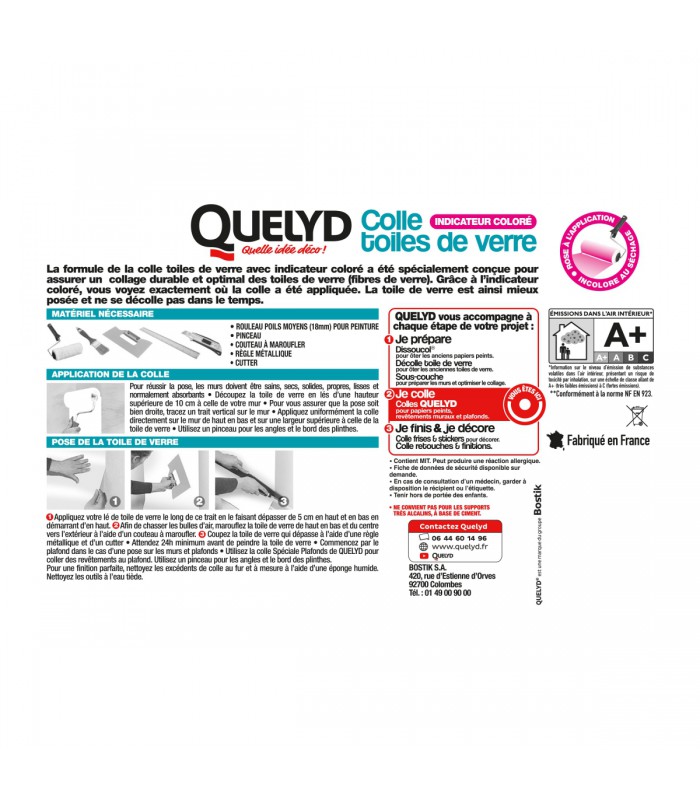 Colle toile de verre indicateur coloré