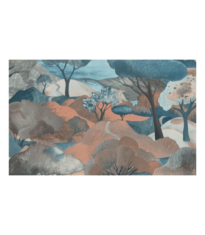 PAPIER PEINT INTISSE VIEW BLEU TERRACOTTA - GENTLE - 10,05 X 0,53M