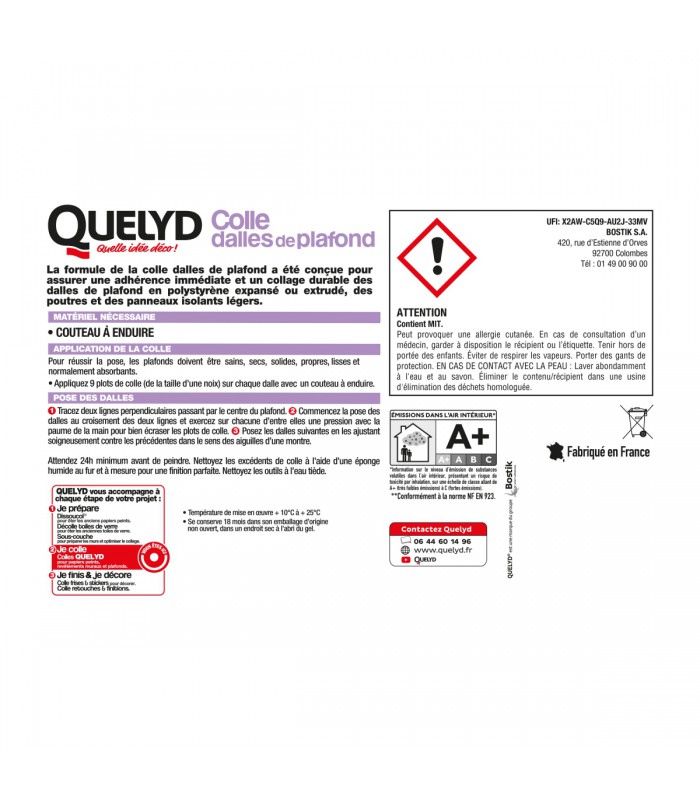 Colle dalles de plafond