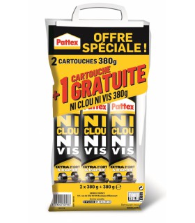 Colle super puissante Ni Clou Ni Vis Chrono 380G Lot 2+1