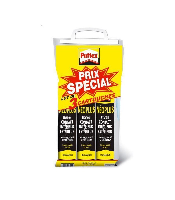 Colle Pattex de fixation isoprène Neoplus  Lot de 3x345g
