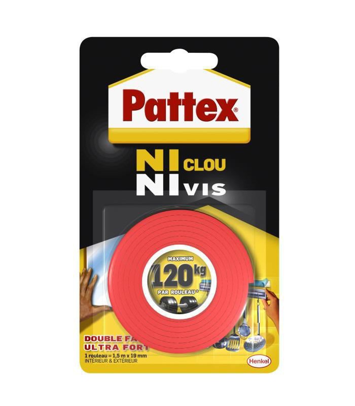 Pattex adhésif double face ultra fort 1,5m x 19mm