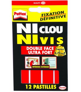 Pastilles de fixation définitive double face x12 - Pattex