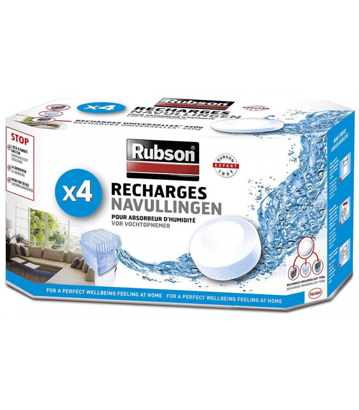 Rubson 4 Recharges absorbeur d'humidité Basic
