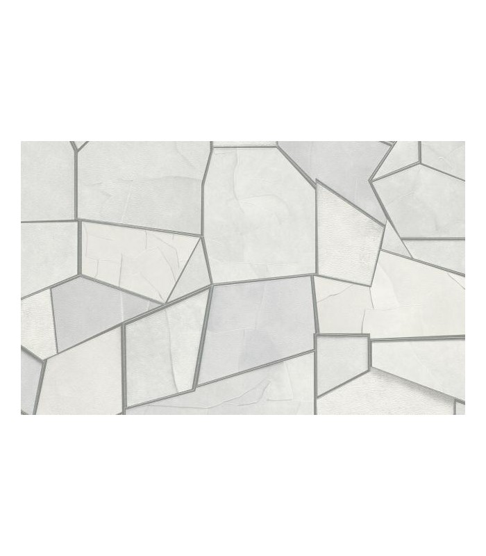 PAPIER PEINT INTISSE MOSAIQUE GRIS ARGENTE - ELLE DECORATION 4 - 10,05 X 0,53M