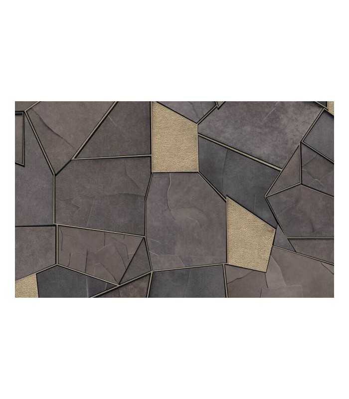 PAPIER PEINT INTISSE MOSAIQUE GRIS OR - ELLE DECORATION 4 - 10,05 X 0,53M