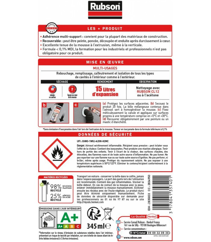 Rubson mousse expansive Multi usages Lot de 2