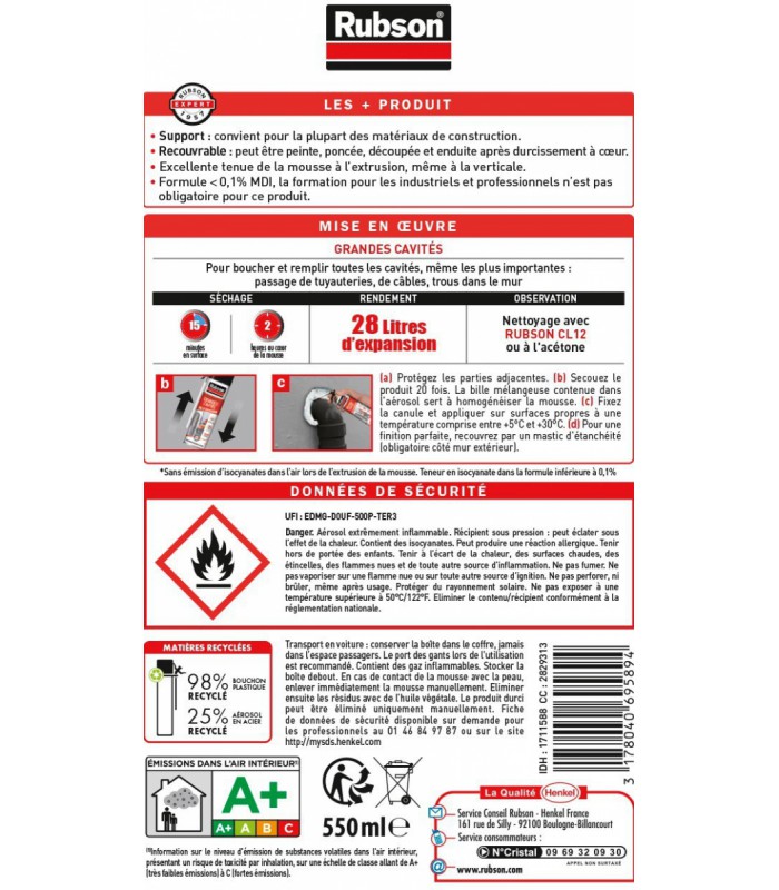 Mousse expansive Mega grandes cavités 550ML