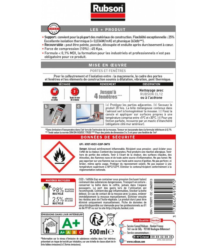 Mousse expansive Isole portes et fenêtres 500ML