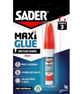 Sader Maxiglue Stylo 3g - Colle cyanoacrylate prise rapide