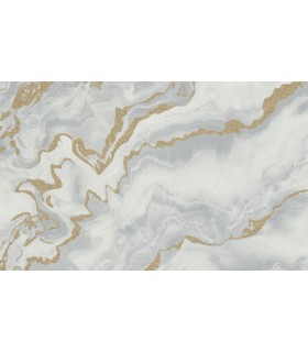 PAPIER PEINT INTISSE MYSTIC BLANC GRIS OR - ELLE DECORATION 4 - 10,05 X 0,53M