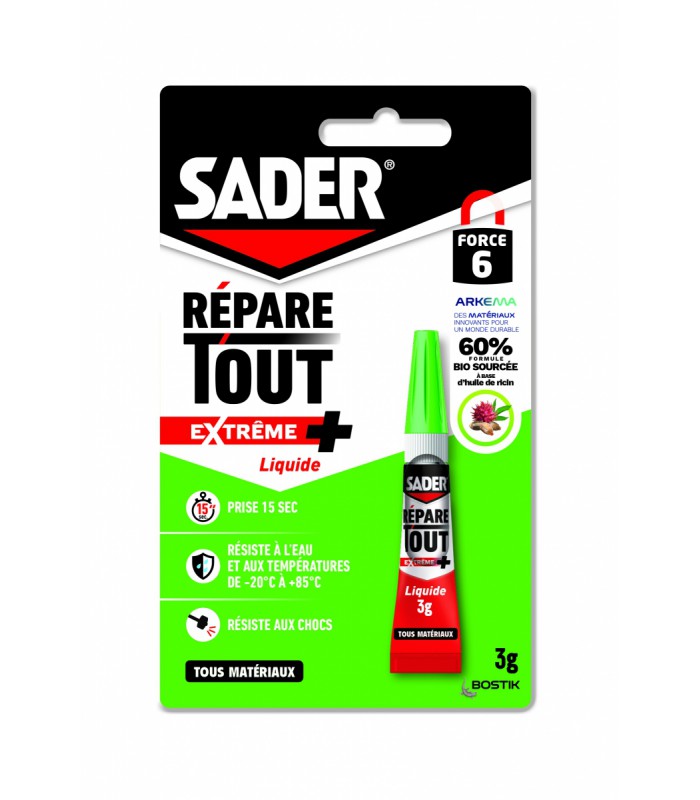 Colle Répare Tout Extrême Plus - SADER - Liquide Biosourcé - 3g
