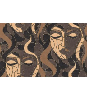 Papier Peint Intisse Moretta Visage Marron  - ELLE DECORATION 4 - 10,05 X 0,53M