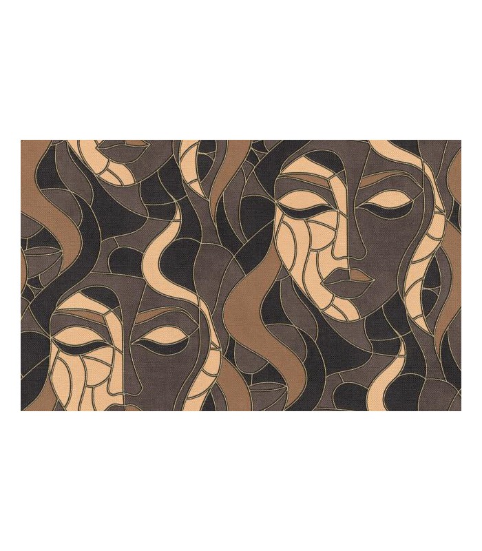 Papier Peint Intisse Moretta Visage Marron  - ELLE DECORATION 4 - 10,05 X 0,53M