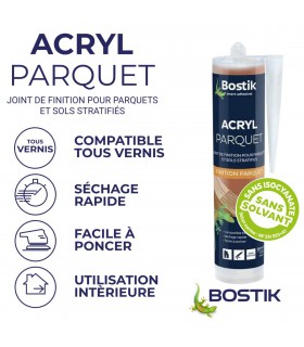 Bostik Joint Acryl Parquet - Joint de Finition Parquets et Sols Stratifiés 300ml