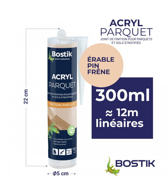 Bostik Joint Acryl Parquet - Joint de Finition Parquets et Sols Stratifiés 300ml