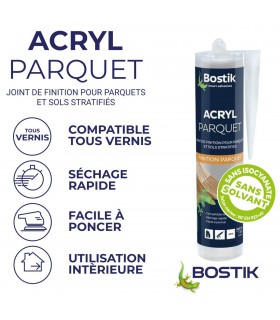 Bostik Joint Acryl Parquet - Joint de Finition Parquets et Sols Stratifiés 300ml