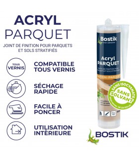 Bostik Joint Acryl Parquet - Joint de Finition Parquets et Sols Stratifiés 300ml
