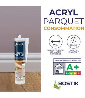 Bostik Joint Acryl Parquet - Joint de Finition Parquets et Sols Stratifiés 300ml