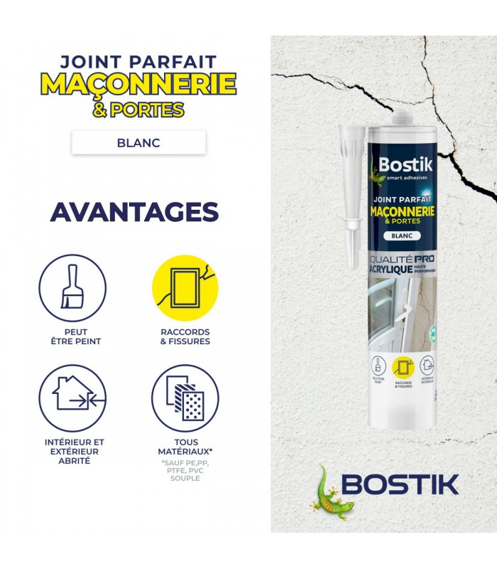 Bostik mastic acrylique Parfait Maçonnerie et Portes 280ml