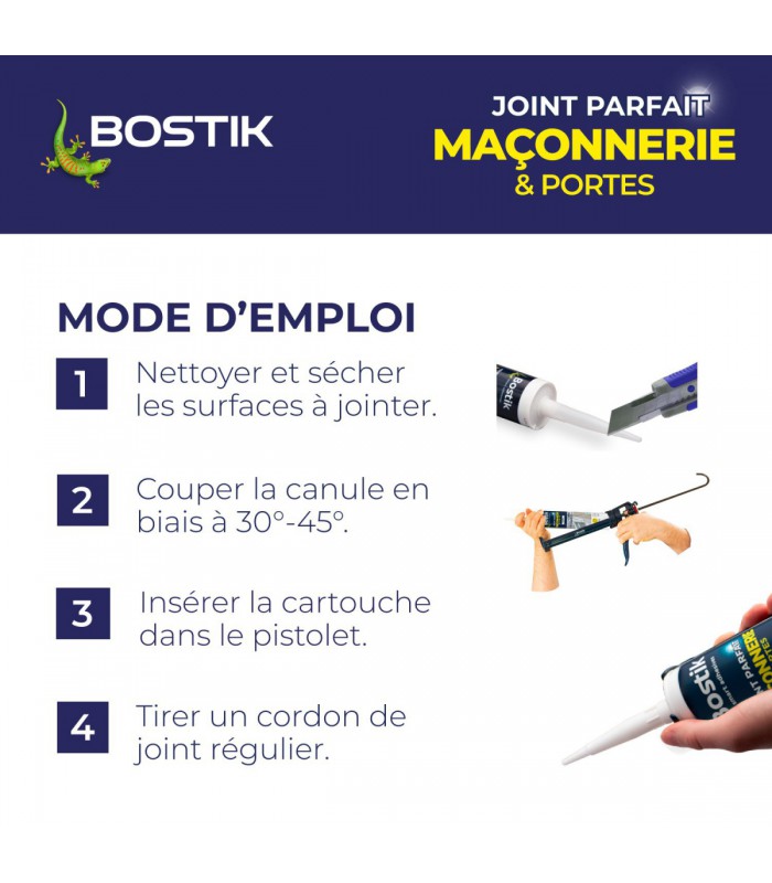 Bostik mastic acrylique Parfait Maçonnerie et Portes 280ml
