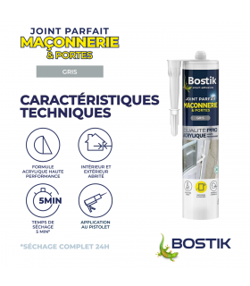Bostik Mastic acrylique Parfait Maçonnerie et Portes 280 ml